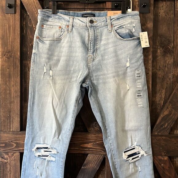 NWT Aeropostale Mens Real Original Denim Skinny distressed Jeans Sz-33/32 - Picture 2 of 9